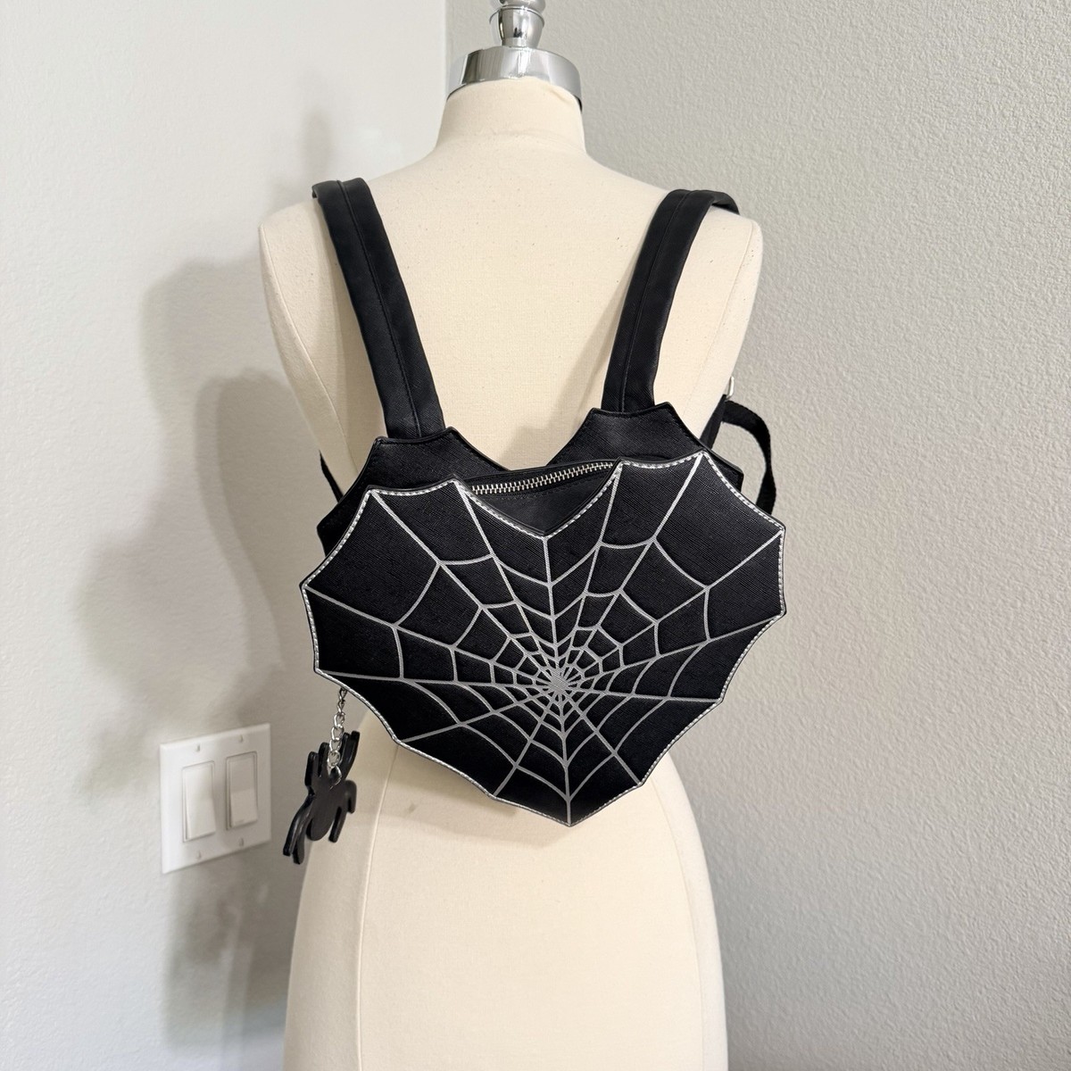 Mad Engine Small Black Spiderweb Backpack - New Mad Engine Goth Spiderweb Mini Backpack Black Y2K Emo Alt  main image 2