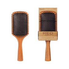 Evergreen Wooden Square Paddle Hair Brush, 100 Beechwood, Long Bristles, Det...