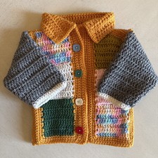 Handmade Baby Cardigan - Crocheted- Buttoned 0-6 Months