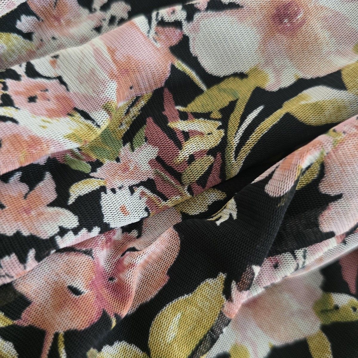 Sandra Darren Black/Pink/Green Floral Pleated V-Neck Strappy Maxi Dress M View 5