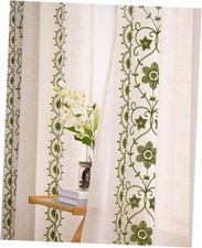 Sage Green Boho Curtains 2 Panels for 52"W x 84"L Pack of 2 Sage on Beige