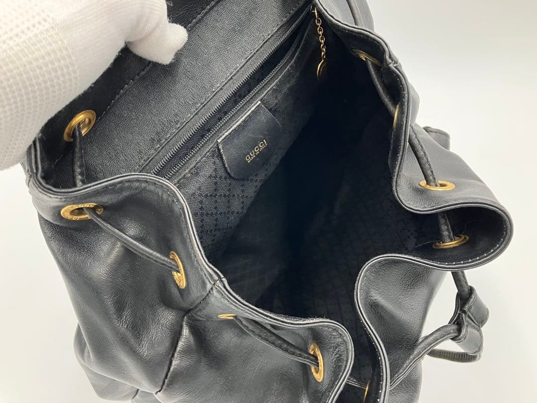 GUCCI Bamboo Drawstring Mini Backpack Rucksack Le… - image 17