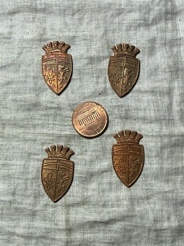 4 Fleur de Lis Shield /Royal Coat of Arms THICK Raw Brass Stampings