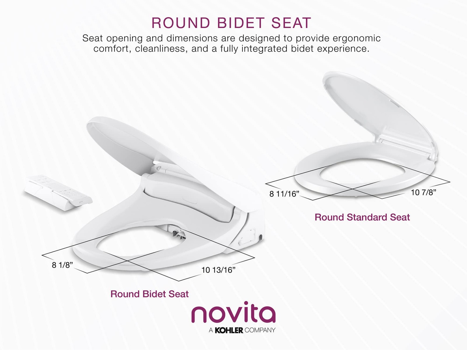 KOHLER BH93-N0 Novita Round Electric Bidet Toliet Seat Heated Bidet Seat Existin