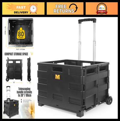 Collapsible Rolling Folding Dolly Cart - Multi-Functional, Extra Storage, Durabl