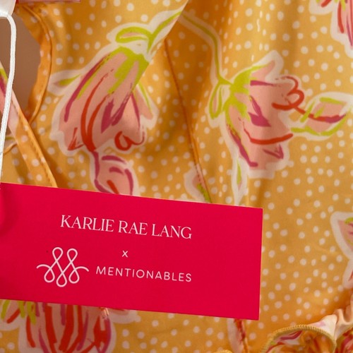 MENTIONABLES x Karlie Rae Lang Teddy Bodysuit Size Large Yellow Floral Ruffle - Picture 3 of 14