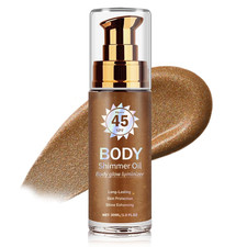 Body Glow Oil,Spf 45 Broad Spectrum,Moisturizing Shimmer Body Oil,Bronzer for Wo