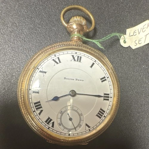 South Bend Size 16 17J Mechanical Pocket Watch Open Face Engraved Gold Filled  