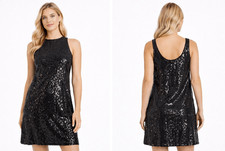 Free People Vintage black sequin scoop back tank dress 6
