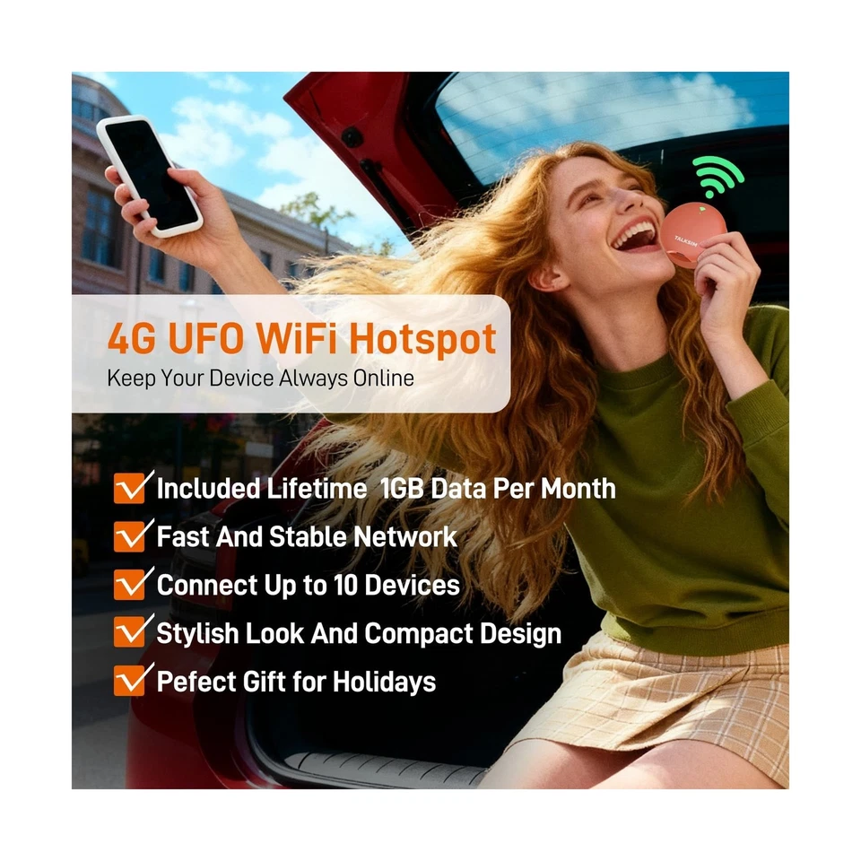 UFO Mobile Hotspot with 1GB Data Per Month, 4G LTE Portable Pocket WiFi Hotsp... - Image 2 of 4