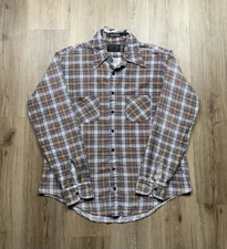 70s Vintage JCPenney Printed Cotton Flannel Shirt Men’s Large Shadow Plaid Soft