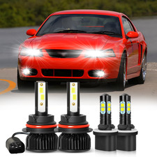 For Ford Mustang 1994-2004 6000K LED Headlight High Low Fog Light Bulbs Combo