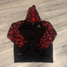 Jordan Therma-FIT Full Zip Hoodie Jacket Black Red Camo Youth Boys L 12-13