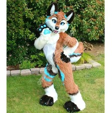 Long Fur Husky Dog Fox Fursuit Furry Mascot Costume Cartoon Character Outfits