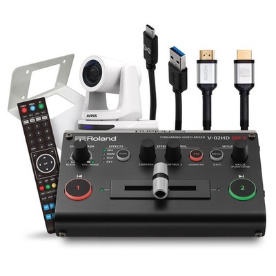 Roland PTZ Single Camera Bundle with V-02HD MK II Streaming Video Mixer and AViP