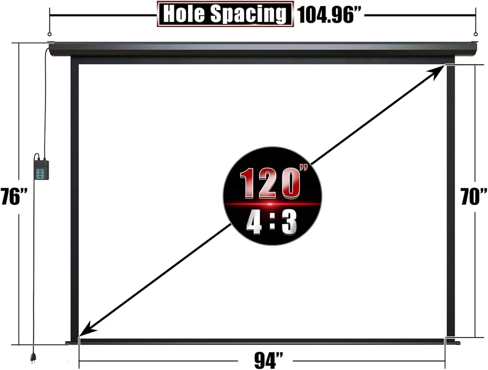 120" Motorized Projector Screen - Indoor/Outdoor Movies, 4:3 - Image 4 of 4