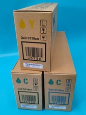 Dell 5110CN Toner Cartridges Cyan Cyan Yellow OEM LOT OF 3 15