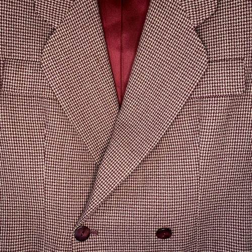Jones New York Burgundy and Grey Checkered Cropped Blazer - Picture 5 of 5