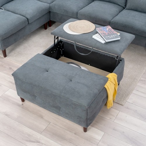 Square Coffee Table Ottoman,Lift Top Square Ottoman with Storage for Living Room - Picture 4 of 33