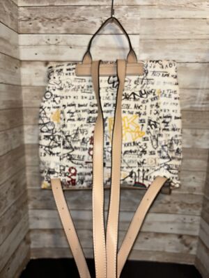 DKNY Graffiti White Iconic Tilly Foldover Backpack Bag New  display picture 1