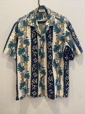 VTG Pacific Legend Men Hawaiian Button Shirt Surf Board Tribal USA L