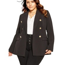 Nwt City Chic Contempo Longline Jacket In Black Size Xxl Neutral Workwear Office