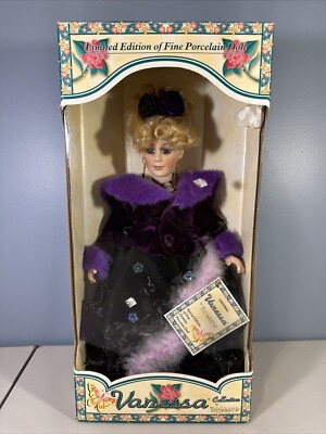 Vanessa Doll Collection by Timeless Treasures Series 2003  16'' NIB Purple Dress