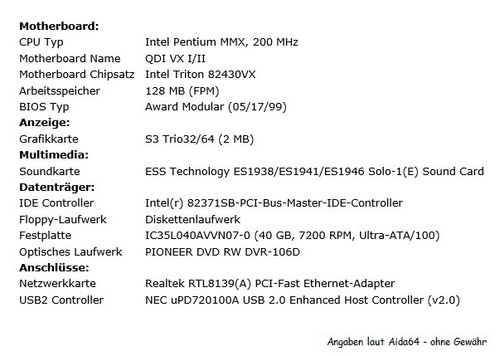 QDI P5I430VX-250, Pentium MMX 200, 20 GB HDD, 128 MB Ram, DVR-106DB, Win 98 2k - Bild 17 von 17