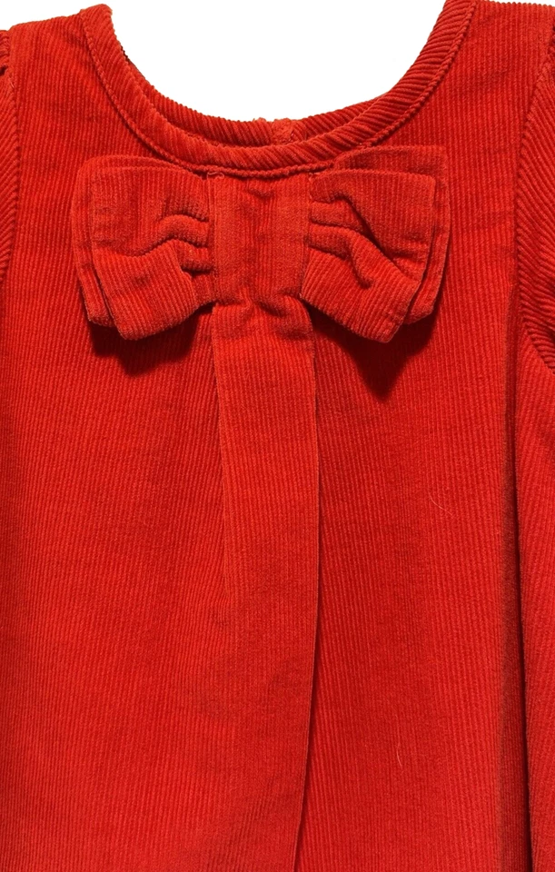 Vestido Nursery Rhyme Niña 18 Mo Rojo Pana Forrado Línea A con Mangas de Arco Foto 3 de 4