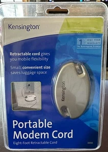 Kensington Portable Modem Cord 8 Foot Retractable Cord Convenient Travel Size