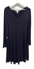 Anthropologie Daily Ritual Casual Shift Dress Black Rayon Long Sleeve L