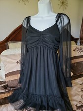 Forever 21 Black Gauze Summer Dress Sleeves New size M