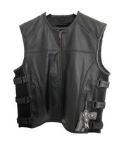 Z1R Black Leather Infiltrator Conceal Carry Motorcycle Vest Size 3XL New