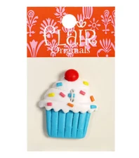 Cupcake Button Flair Originals 1 3/8" Two Hole Flat Multicolor Button New Sew 
