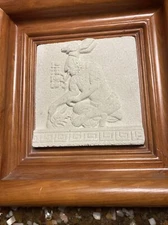 El Guardian Plaque Sand Cast Art Stone Hanging Tile Temple Mexico Artisan Mayan 