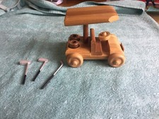 Handcrafted Wooden Golf Cart With 3 Golf Clubs