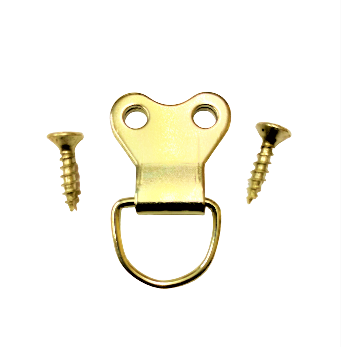 D-Ring Picture Frame Hanging Hooks Brass Plated Double Hole