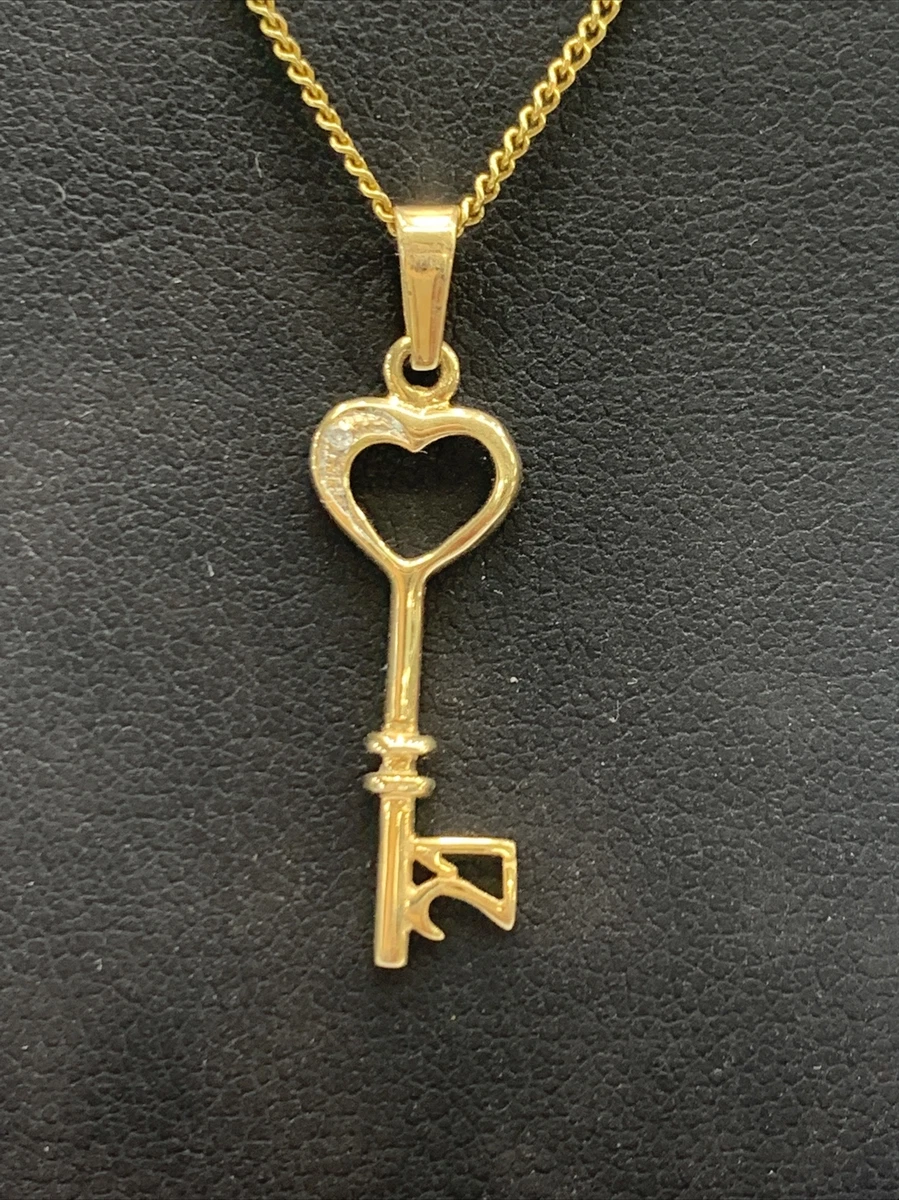 9ct 9K Yellow Gold Number 21 Birthday Diamond Key Pendant. Brand New