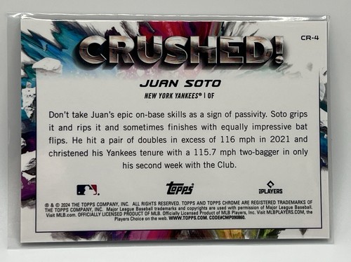 2024 Topps Chrome Update Juan Soto CRUSHED SSP NY Yankees 1/1,283 PULL RATE MINT - Picture 2 of 2
