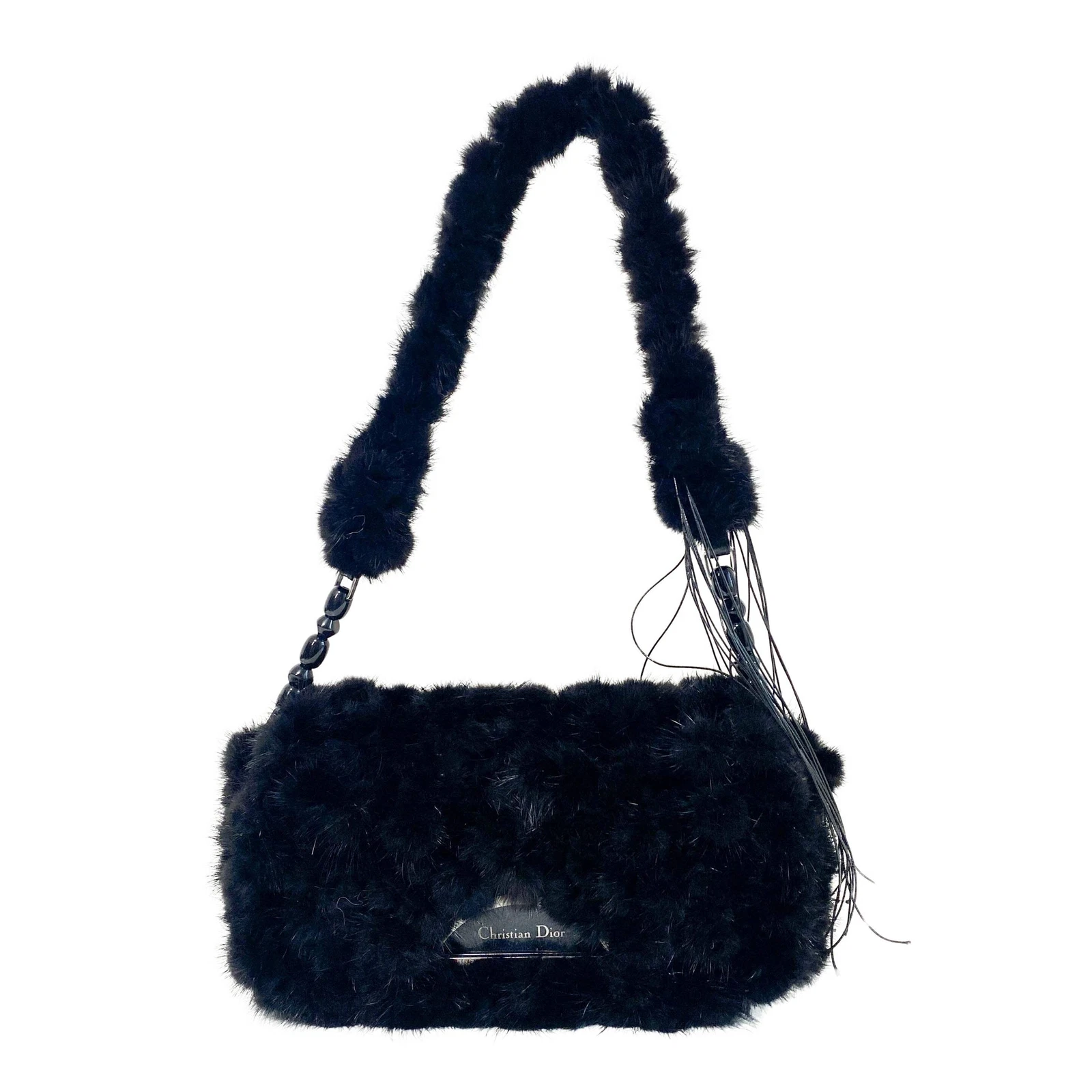 Sac à bandoulière en fourrure noire DIOR Malice