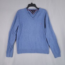 Tommy Hilfiger Cotton Cashmere Men Pullover Sweatshirt Long Sleeve Blue Size XL