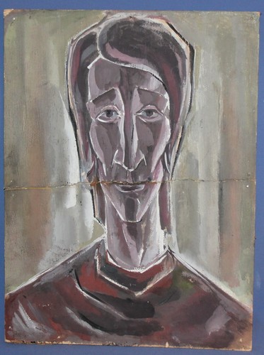 Antique expressionist gouache painting portrait - Picture 3 of 12