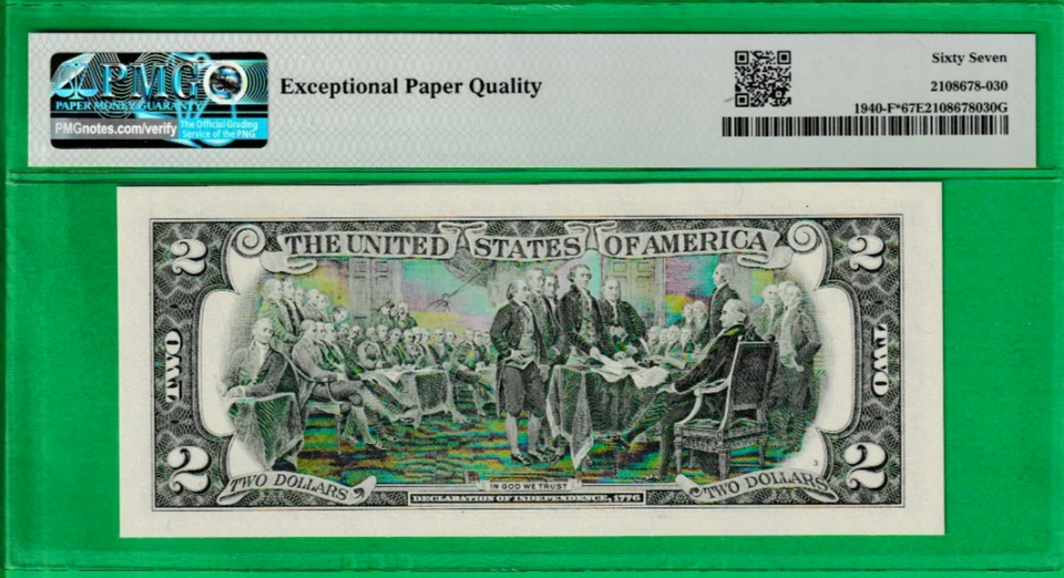 $2   Federal Reserve Note STAR ⭐ PMG 67 BIRTH YEAR  Serial Number  ""2012*" - Image 3 of 3