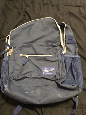 The Original Austin Trading Co. Backpack Blue w Copper Color Zip & Grey Interior