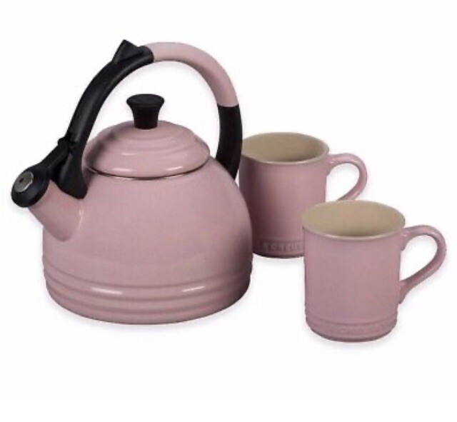Pink Le Creuset Kettle & Mug Set Teakettle New In Box eBay