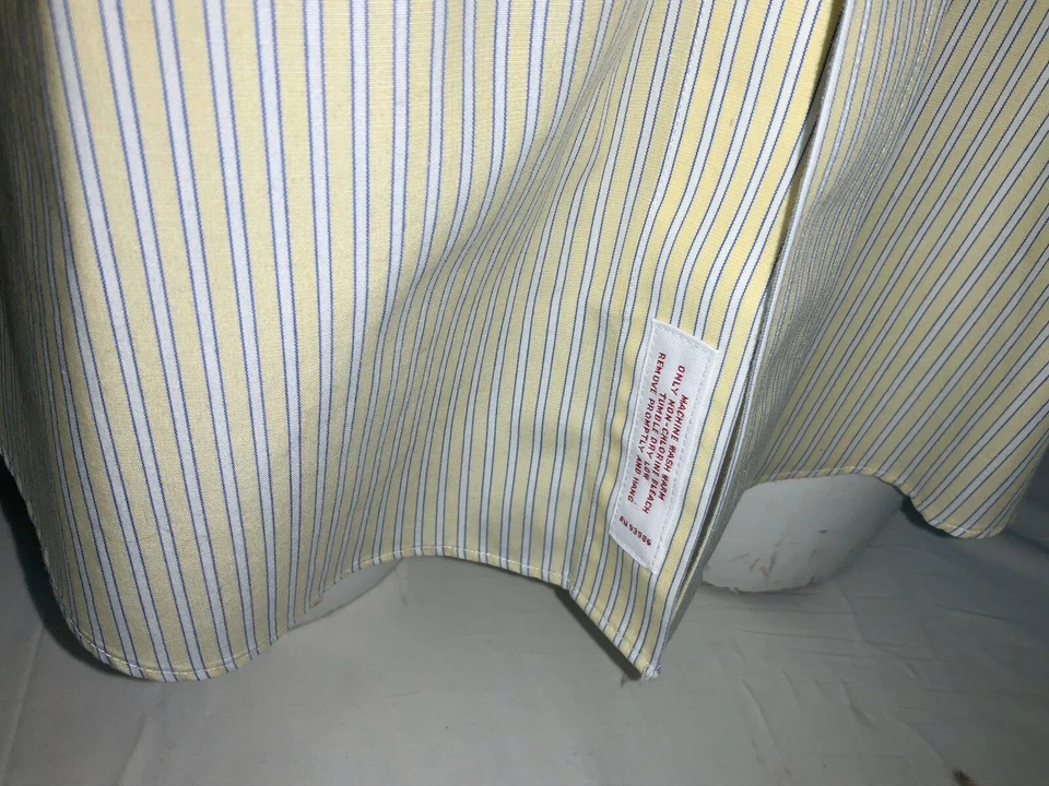 Camisa Brooks Brothers Puño Francés 16 34 Amarillo Azul Rayas Algodón YGI D0-197 Foto 4 de 4