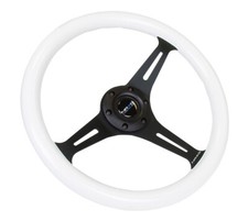Nrg 2 Deep Dish White Wood Grain Steering Wheel With Black 3-spoke Center 350mm Nrg 2 Deep Dish White Wood Grain Steering Wheel With Black 3-spoke Center 350mm