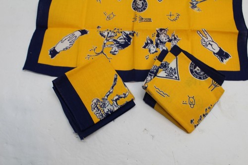 3 pc Lot Vintage Boy Scouts America Neckerchiefs Yellow & Blue BSA Full Square - Picture 3 of 3