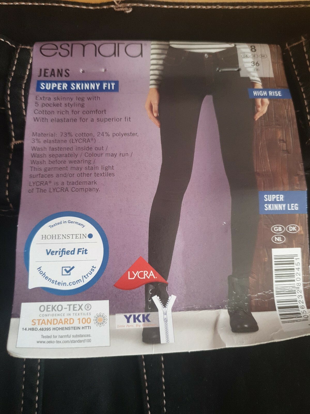 Esmara Ladies Super Skinny Leg Jeans Blue High Waist UK Size 14 L 28\