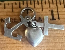 JMF Faith Hope Love / Charity Vtg Sterling Silver Charm Pendant